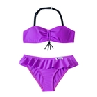Kép 1/2 - Egyszínű lila csőtopos bikini