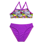 Kép 1/2 - Vidám színes mintás élénk lila bikini