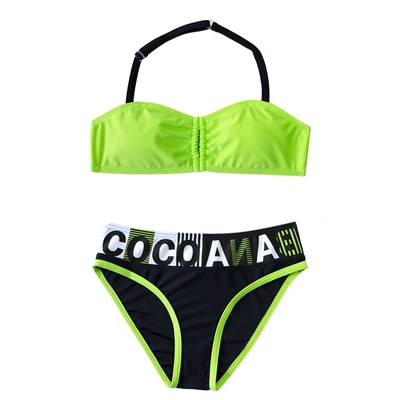 Kivi zöld csőtopos bikini, Coco Bana feliratú bugyival