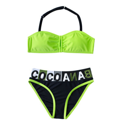Kivi zöld csőtopos bikini, Coco Bana feliratú bugyival