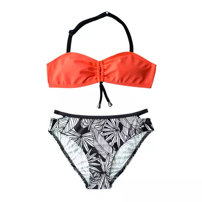 Narancssárga bikini pálmalevél mintás bugyival