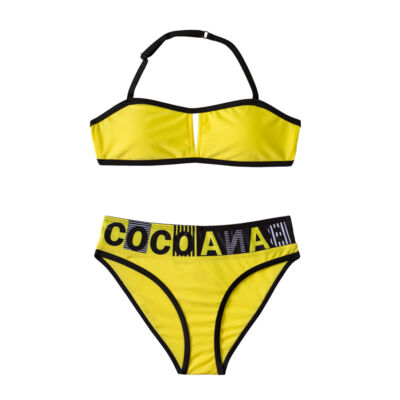  Sportos napsárga bikini Coco Bana felirítú derékkal