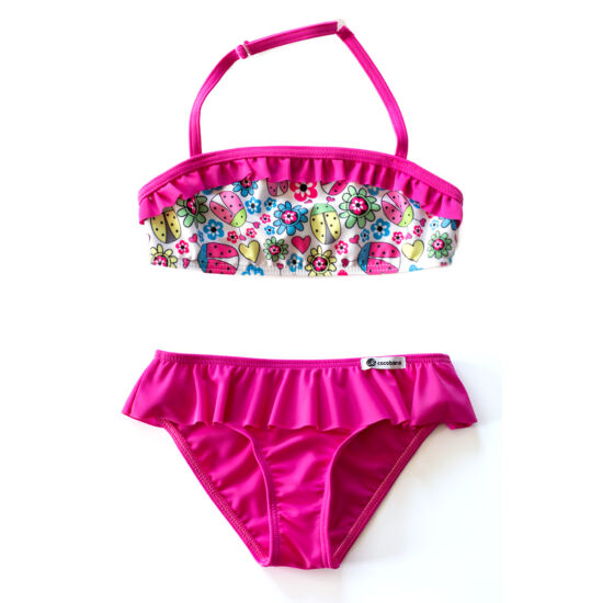 Katicás pink fodros bikini