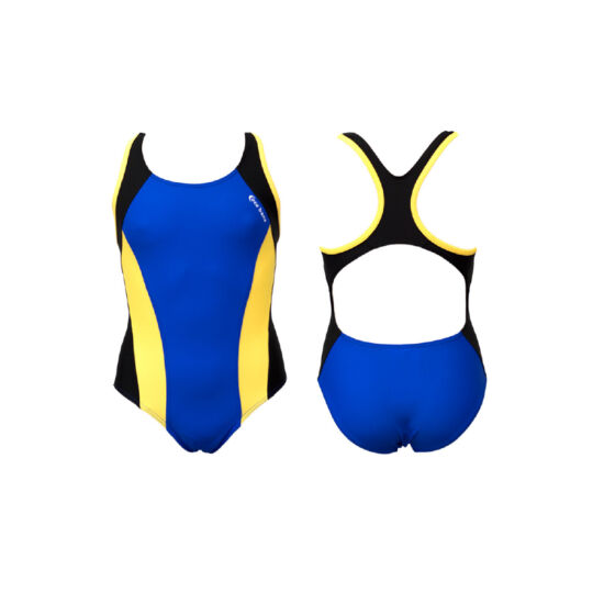 Kék lány úszódressz - sárga oldalbetéttel