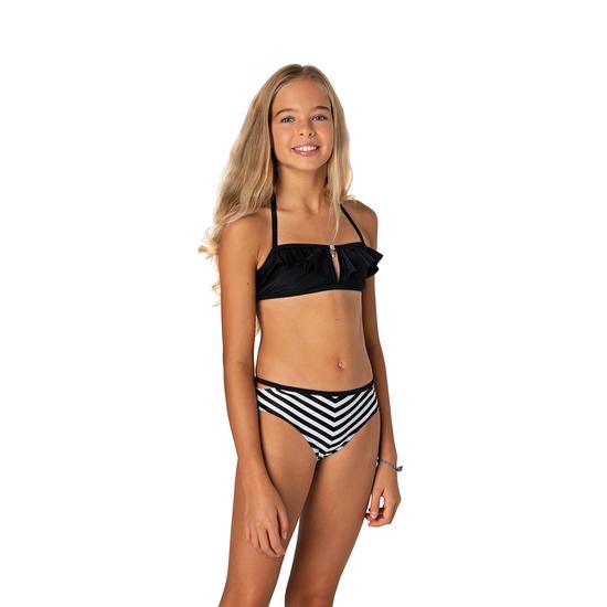 Fekete fodros csőtoppos bikini
